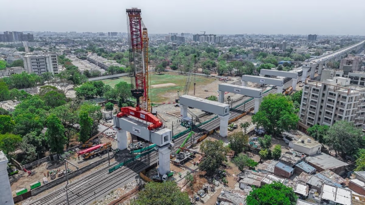 Five Massive Portal Beams Launched Over Railway Tracks in 22 Days for Mumbai-Ahmedabad Bullet Train